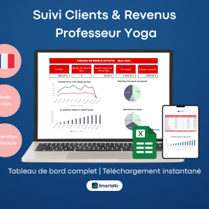 Fichier Prof Yoga Excel | Élèves, revenus & facturation automatique