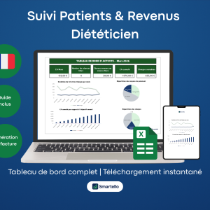 Fichier Diététicien Excel | Patients, revenus & facturation automatique