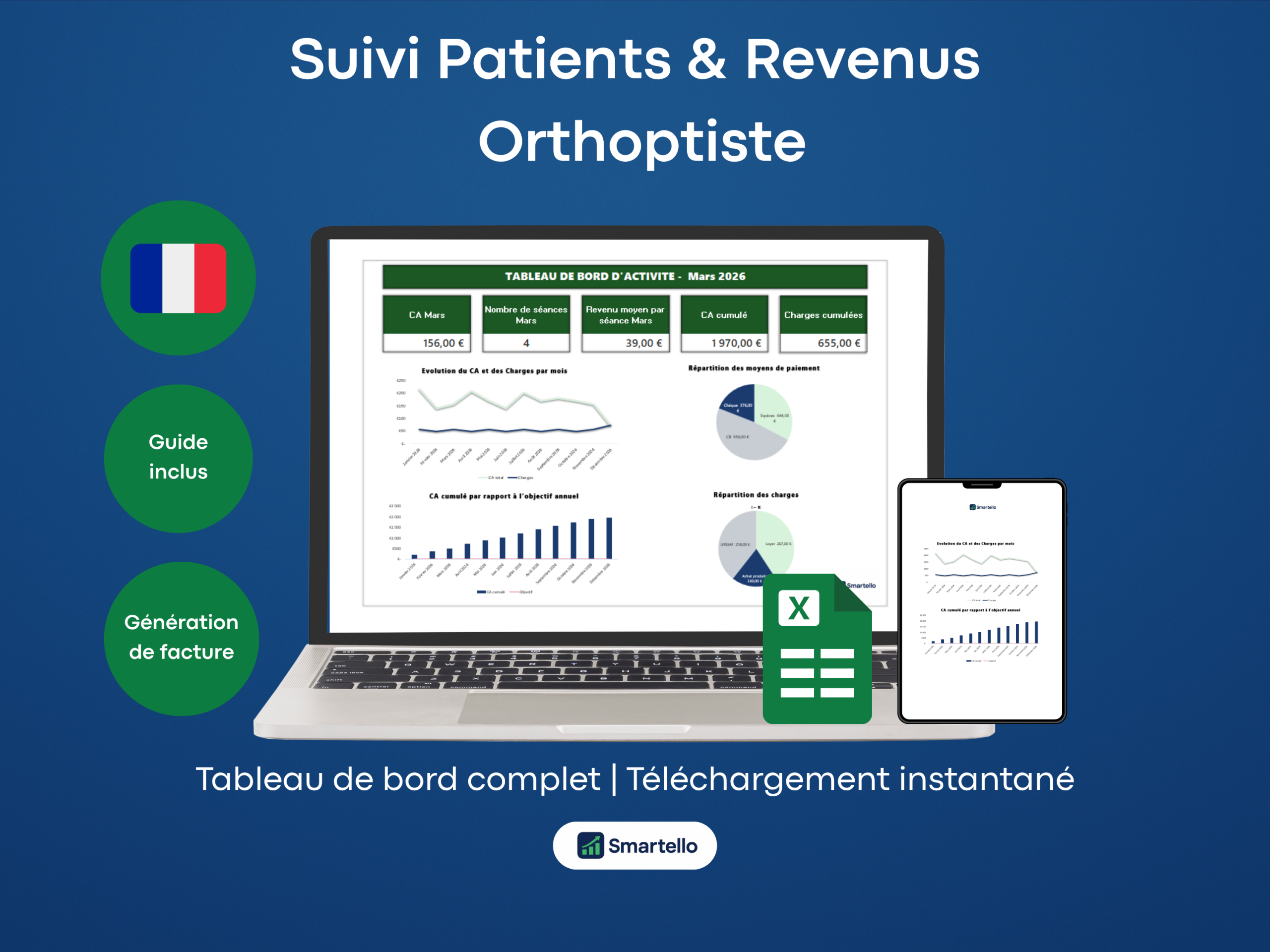Fichier Orthoptiste Excel | Patients, suivis & facturation automatique