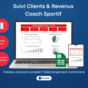Fichier Coach Sportif Excel | Clients, revenus & facturation automatique