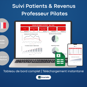 Fichier Prof de Pilates Excel | Clients, revenus & facturation automatique