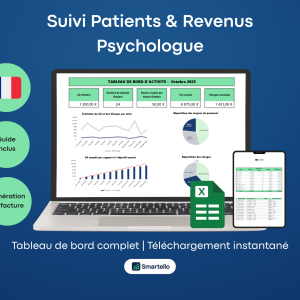 Tableau Excel Gestion Psychologue | Suivi Patients, Revenus & Facturation