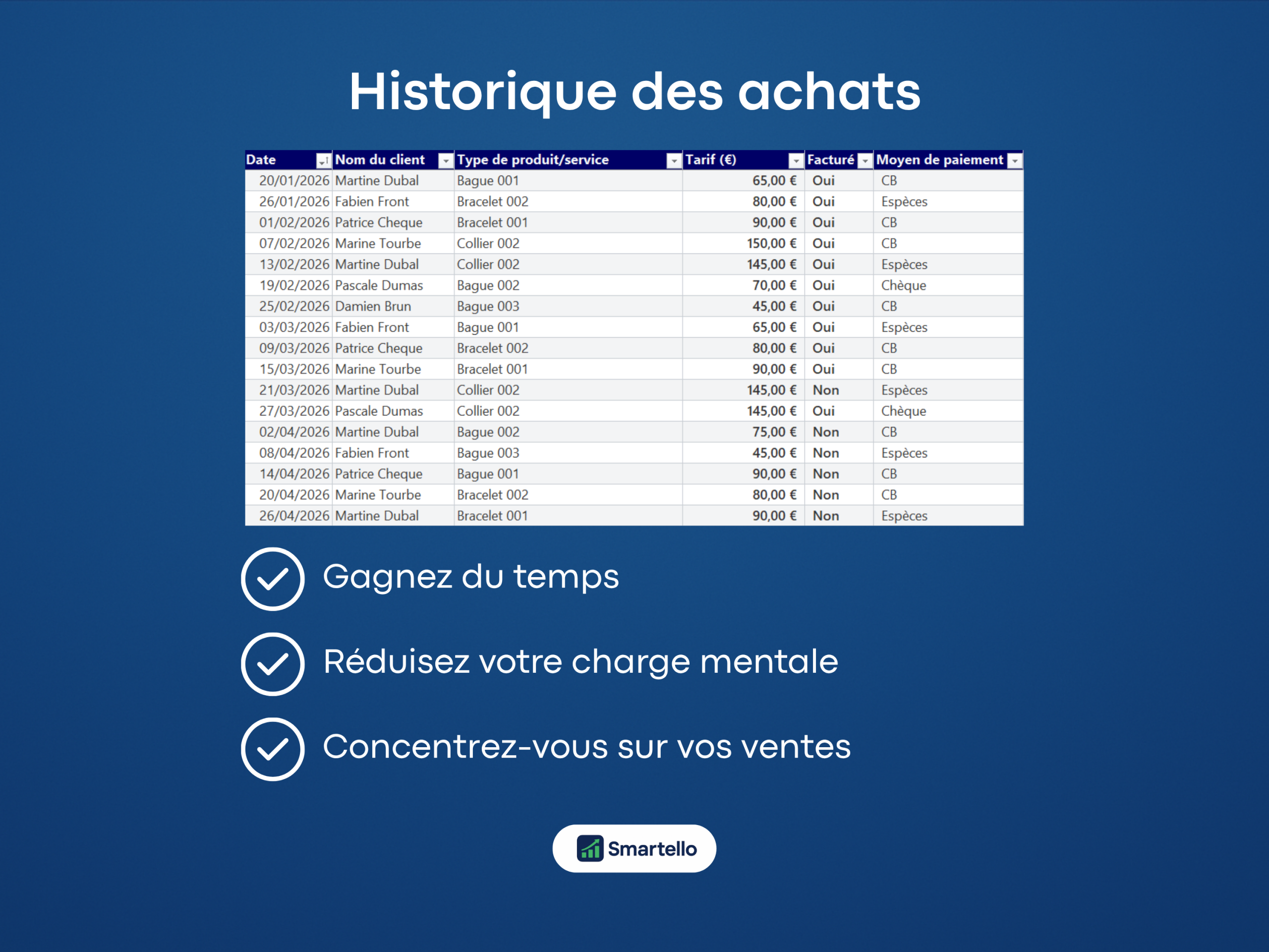 Tableau Suivi Clients Excel | Gestion simple pour indépendants – Image 3