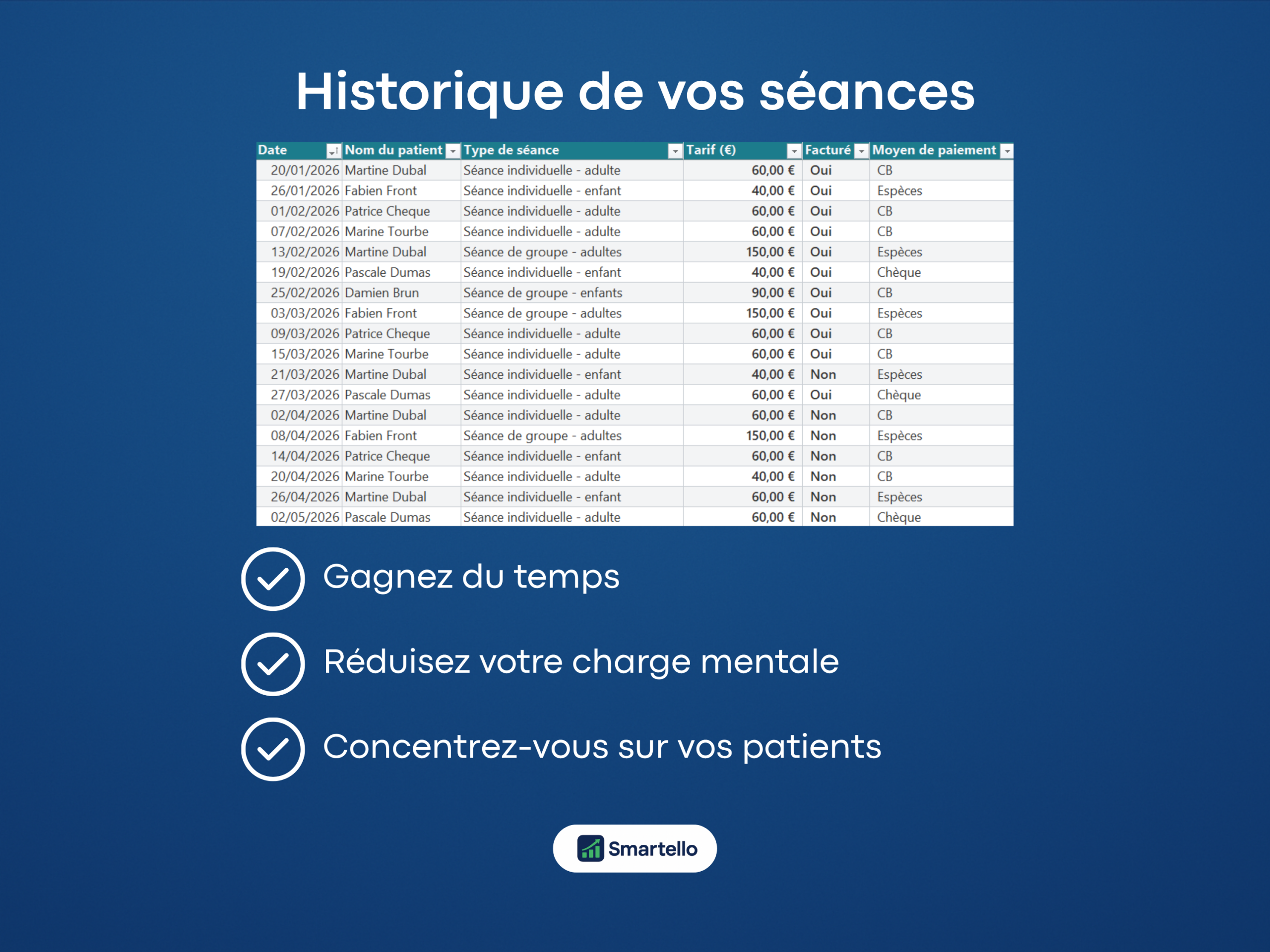 Tableau Suivi Patients Excel | Gestion simple pour praticiens – Image 3