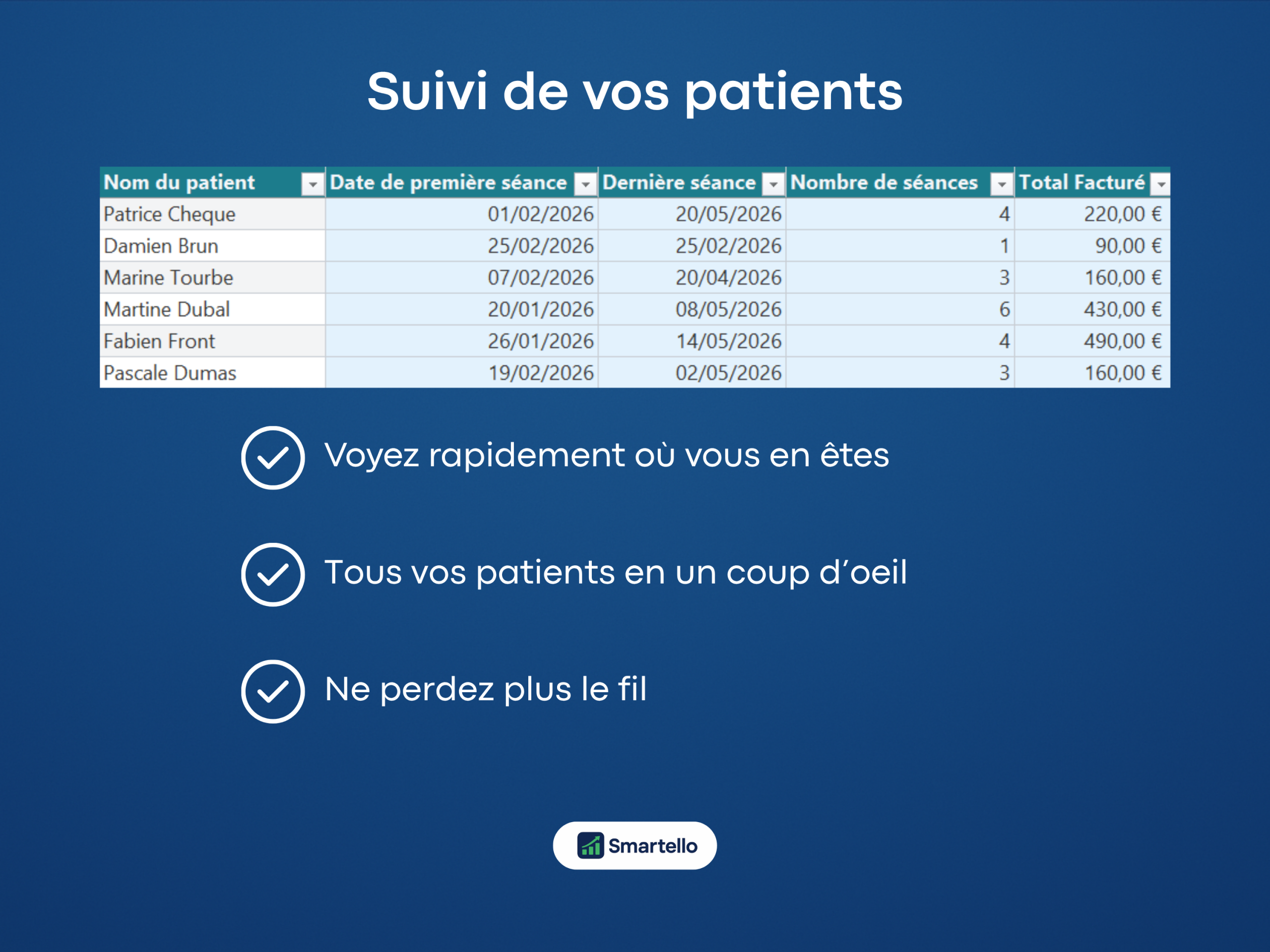 Tableau Suivi Patients Excel | Gestion simple pour praticiens – Image 2