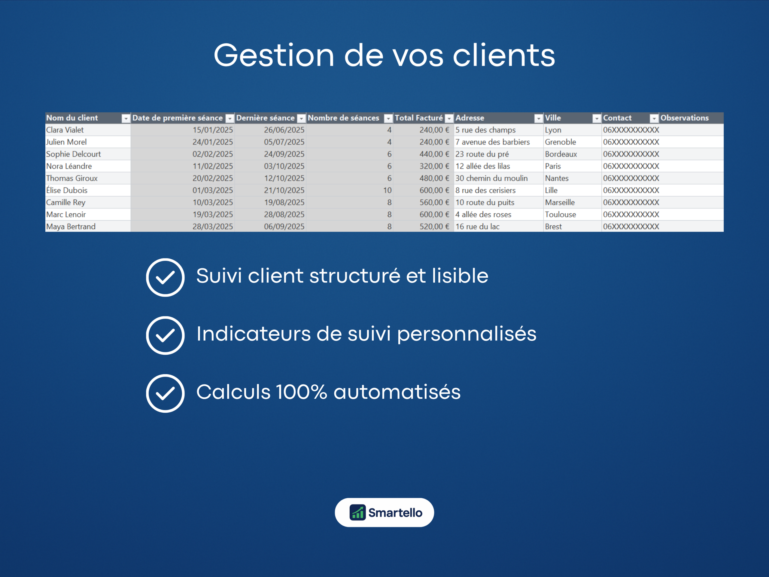 Fichier Maquilleuse Excel | Clients, revenus & facturation automatique – Image 3