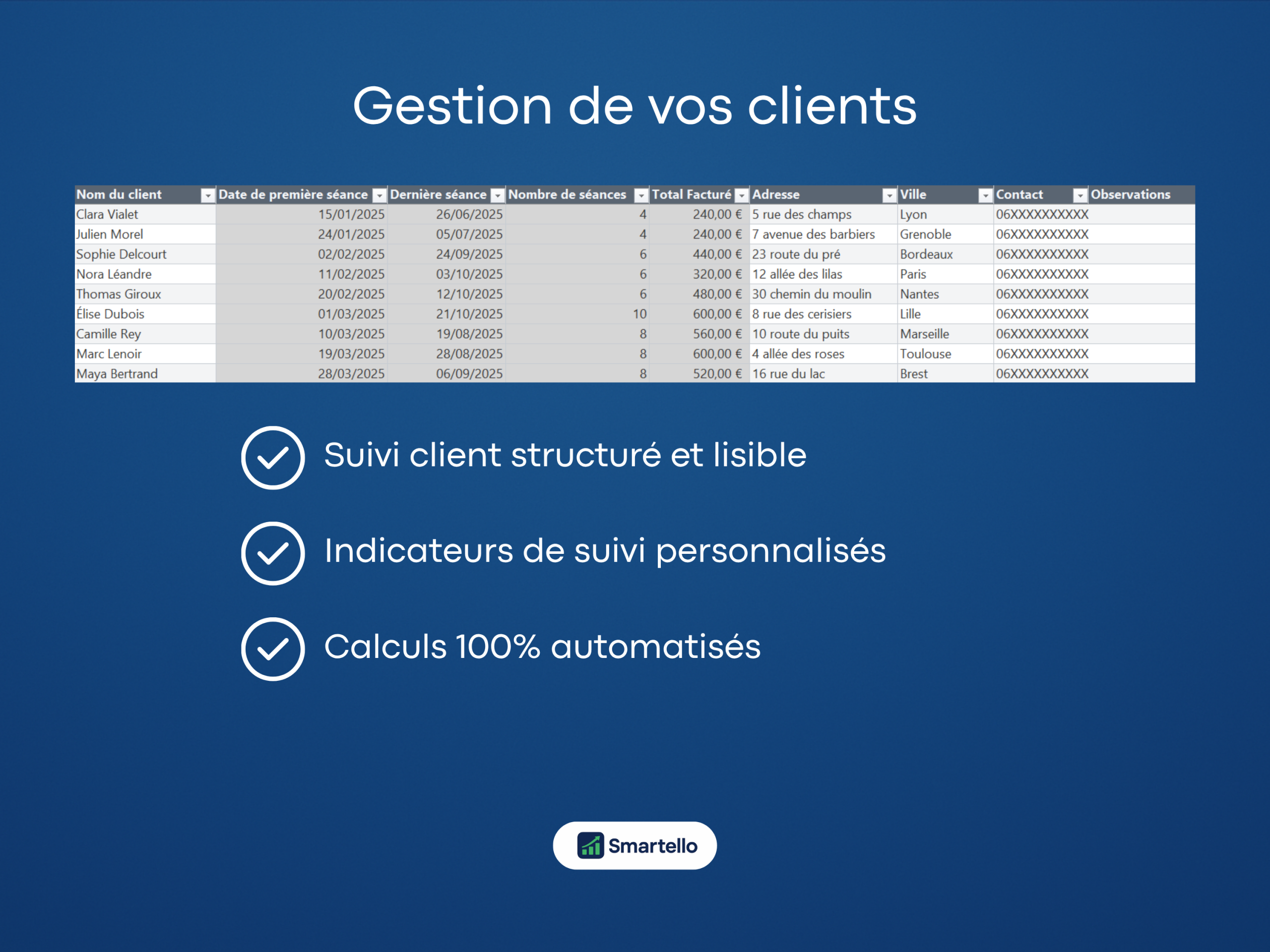 Fichier Prothésiste Ongulaire Excel | Clients, revenus & facturation automatique – Image 3