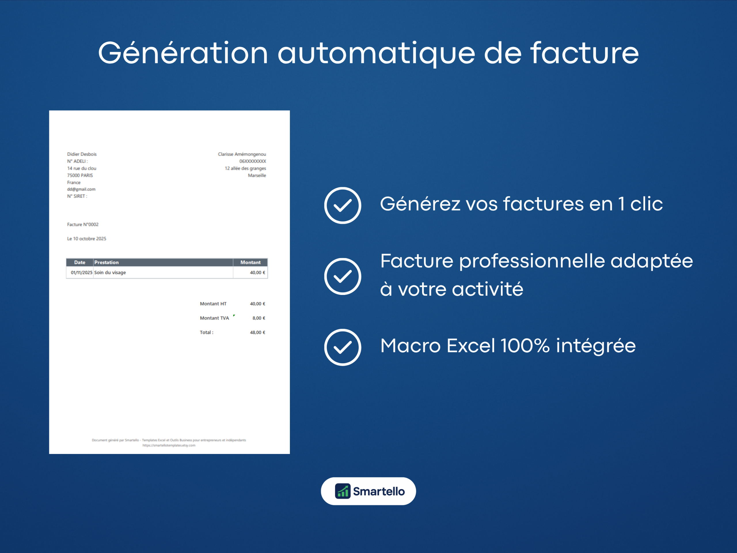 Fichier Maquilleuse Excel | Clients, revenus & facturation automatique – Image 6