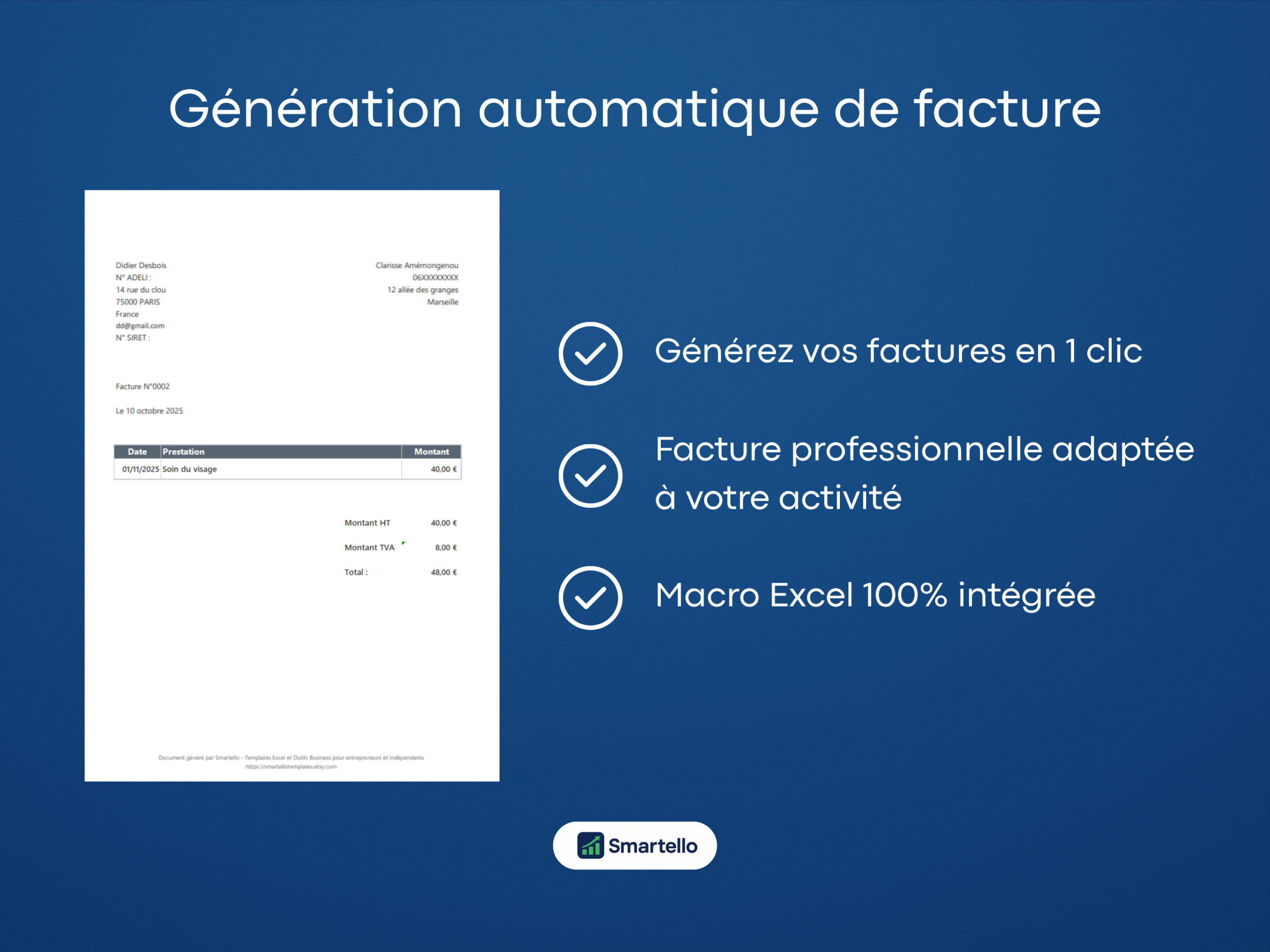 Fichier Prothésiste Ongulaire Excel | Clients, revenus & facturation automatique – Image 6