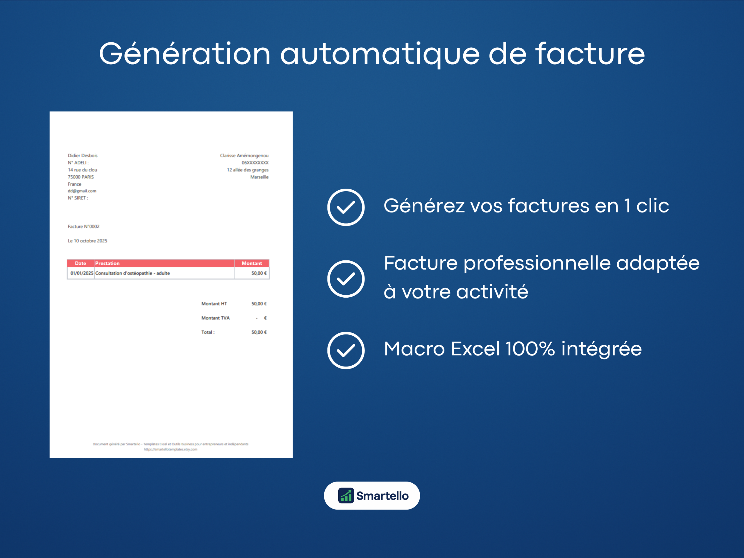 Fichier Prof de Pilates Excel | Clients, revenus & facturation automatique – Image 6