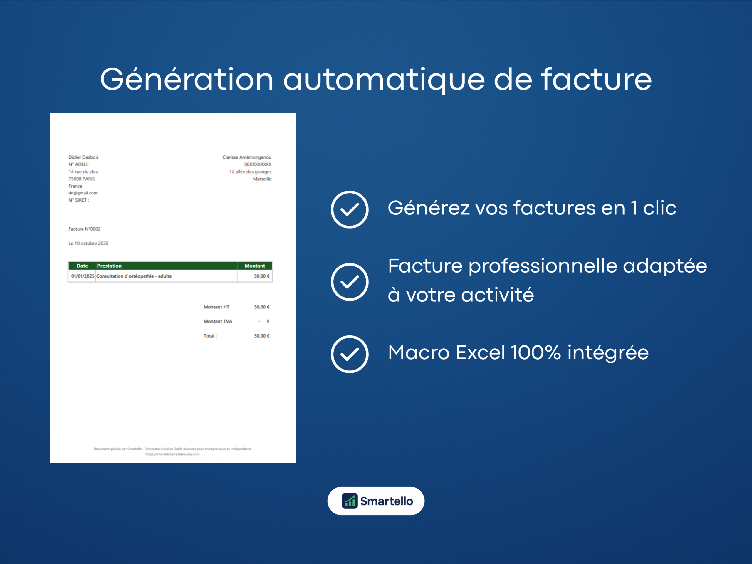 Fichier Ergothérapeute Excel | Patients, suivis & facturation automatique – Image 6
