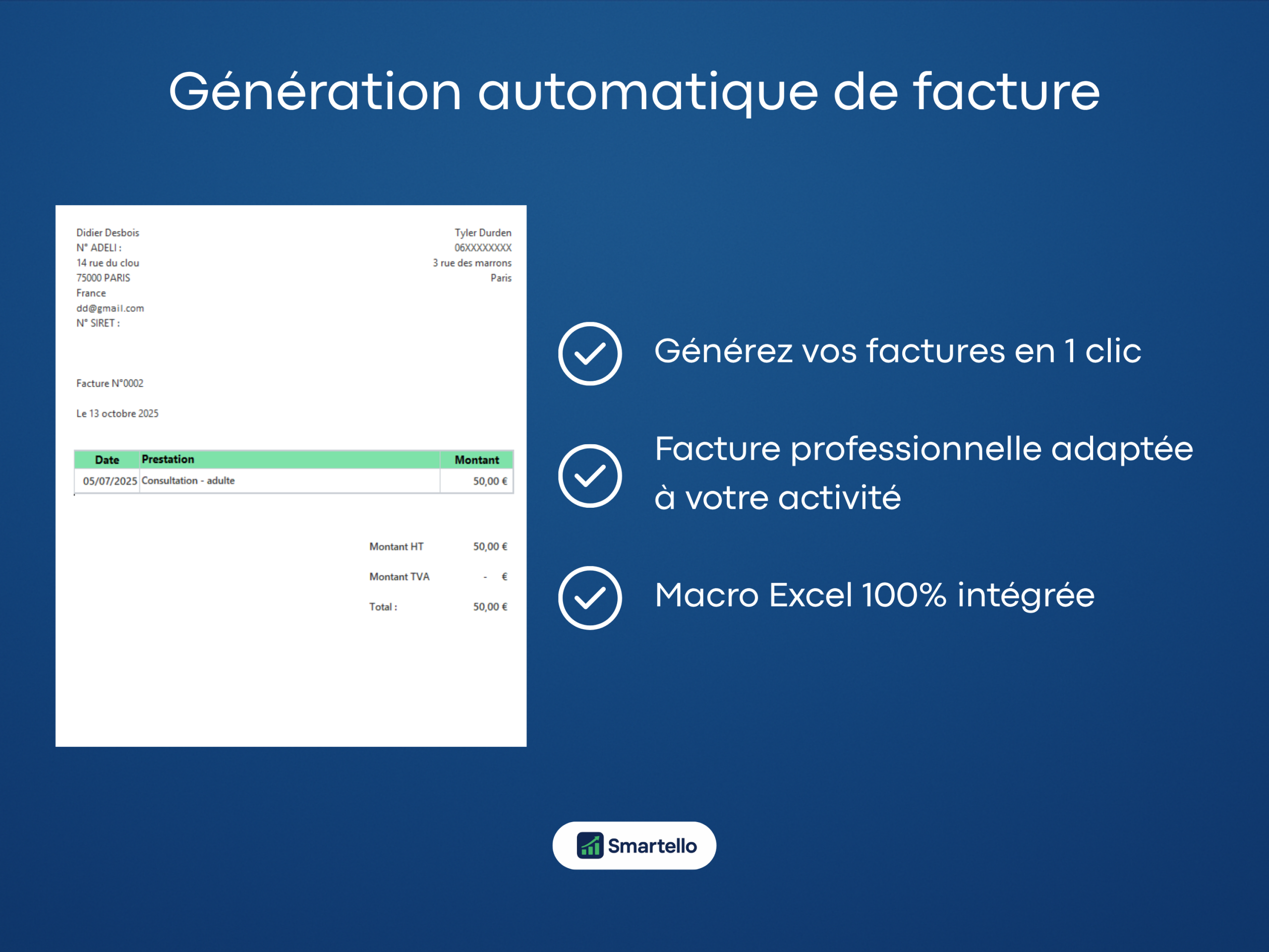 Tableau Excel Gestion Psychologue | Suivi Patients, Revenus & Facturation – Image 6